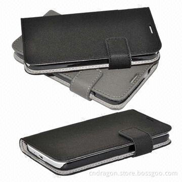 Contrast Wallet-shaped Leather Mobile Phone Cases for Galaxy S4, OEM Orders Welcomed